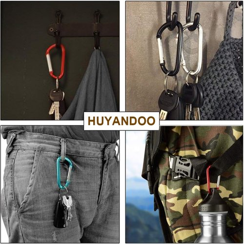 Cute Carabiner Clip, 3" Aluminum Alloy Caribeener D Ring, Spring Snap Hook for Keychain Clip(2pack Rose Gold)