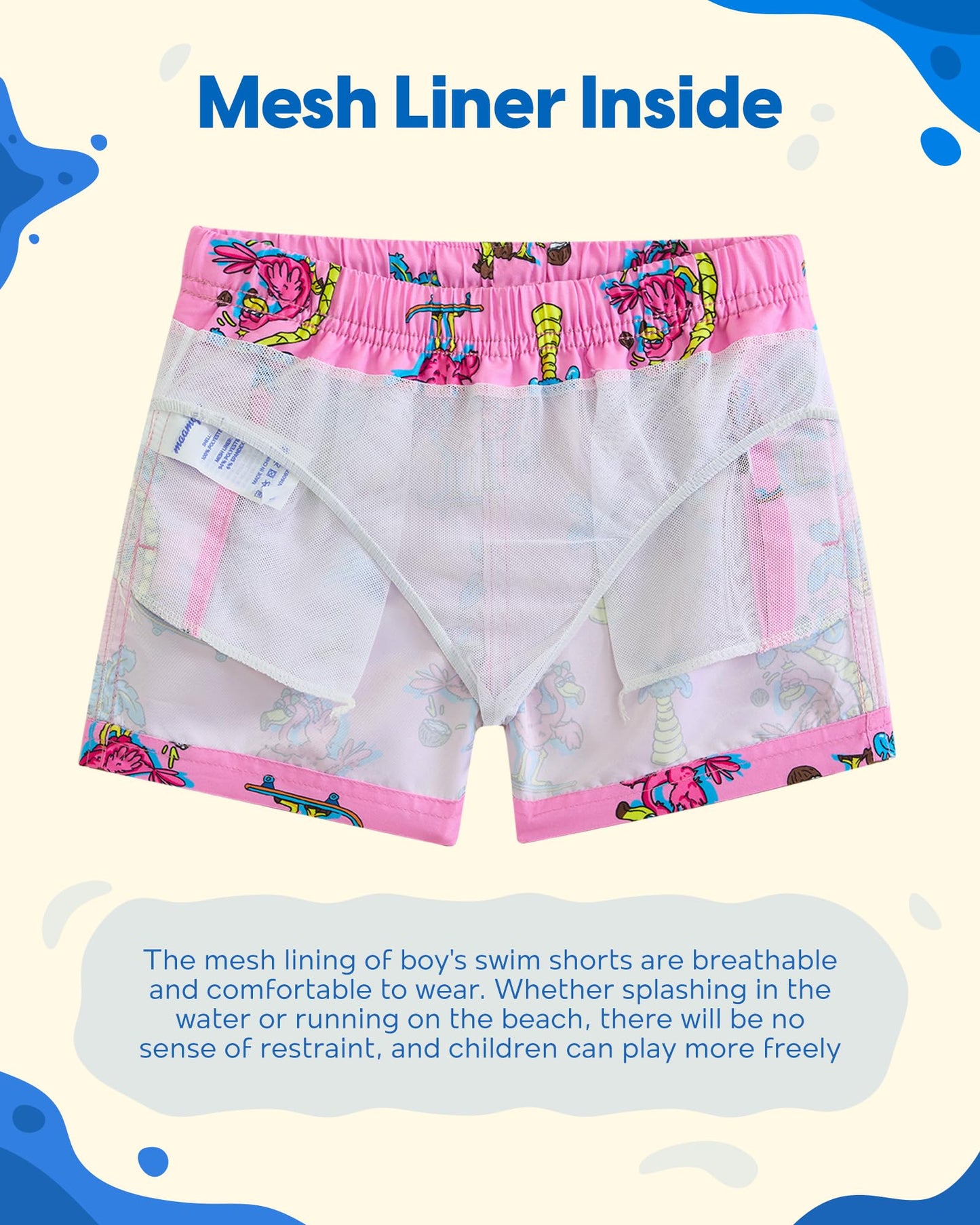 maamgic Boys Swim Trunks Toddler Swim Shorts Little Boys Bathing Suit Swimsuit Toddler Boy Swimwear Flamingo Pink 2T