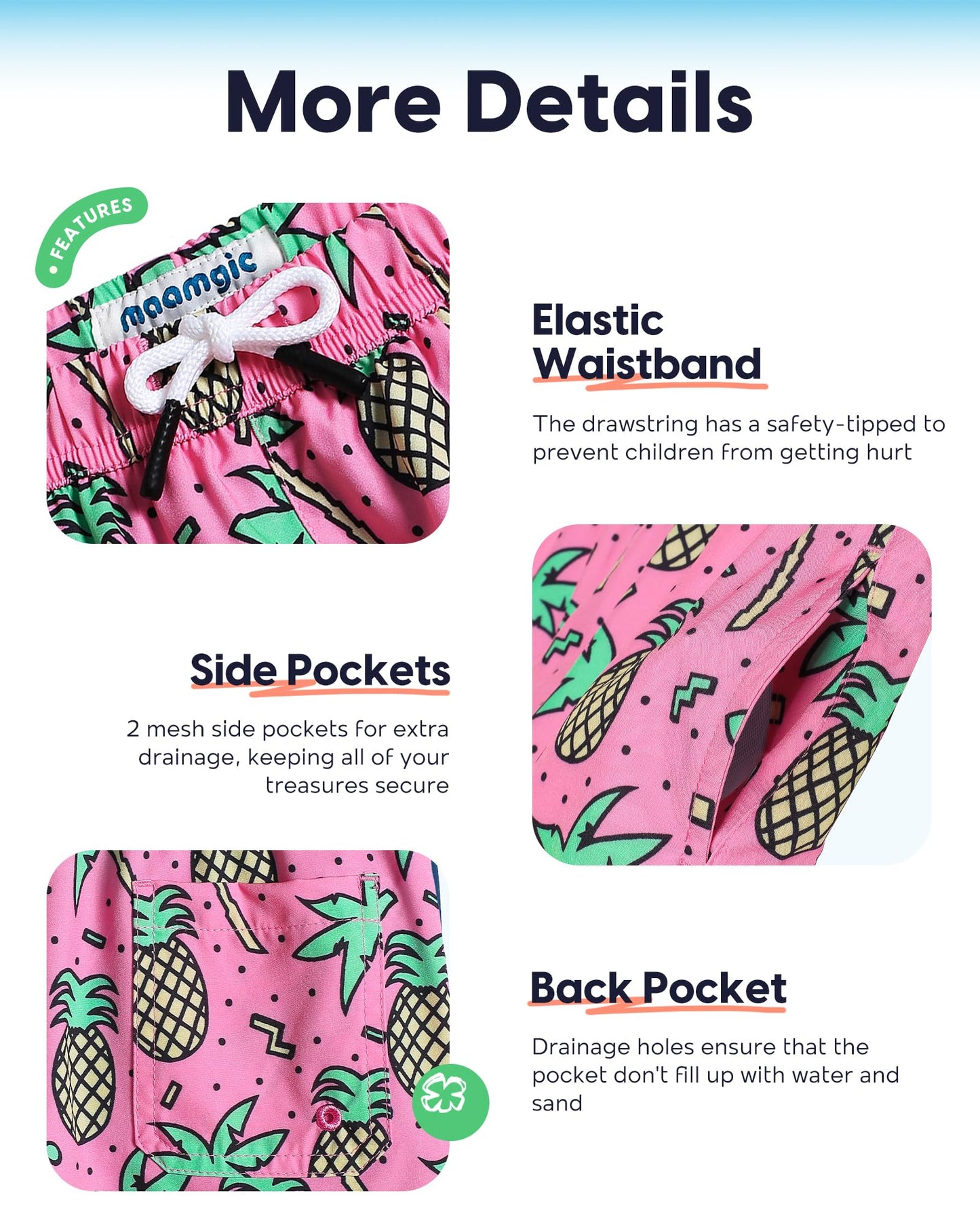 maamgic Boys Swim Trunks with Compression Liner Toddler Stretch Swim Shorts Quick Dry Swimming Trunks Boxer Brief 2 in 1 Beach Shorts Rose Coconut 8