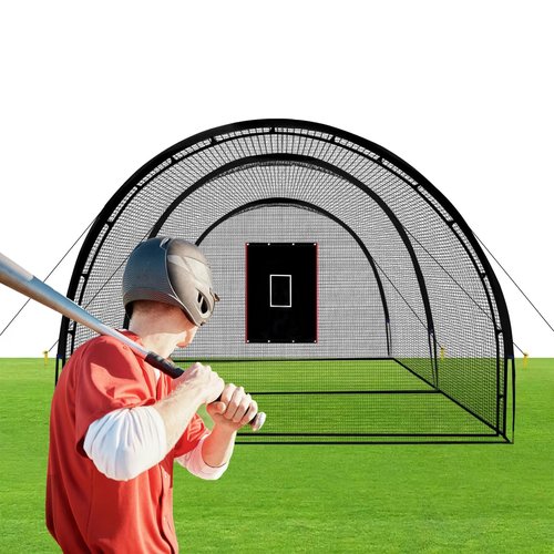 IsleWood 4'x6' Baseball Backstop 600D Oxford Fabric with Strike Zone & Catcher Visuals Portable Batting Cage Net Saver Weather-Resistant Backdrop for Pitching Practice Indoor/Outdoor Use