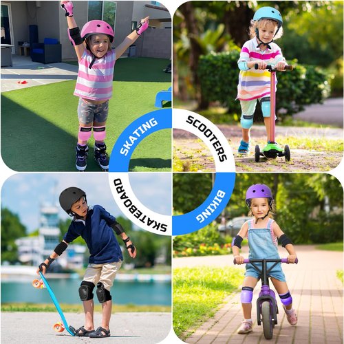 MammyGol Boys Bike Helmet Kids Skateboard Helmets Adjustable Multi-Sport Protective Gear Set Lightweight Helmet Girls Toddler for Skate Scooter Ages 9-12 (Black)