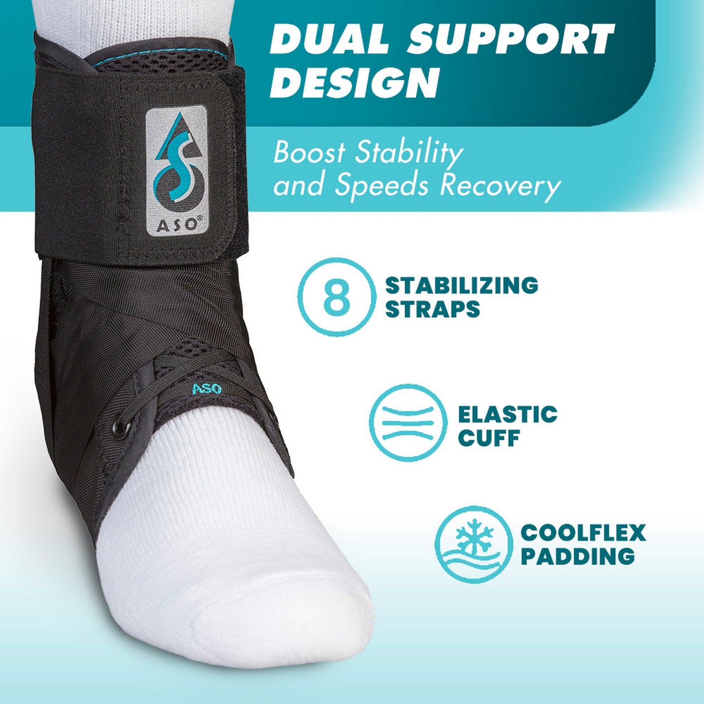 Med Spec ASO Ankle Stabilizer (Large, Black) – Lace Up Ankle Brace for Ankle Sprain and Instability, Orthopedic Ankle Support for Men, Women, Adults, Teens and Kids, Sports Injury Recovery, 264015