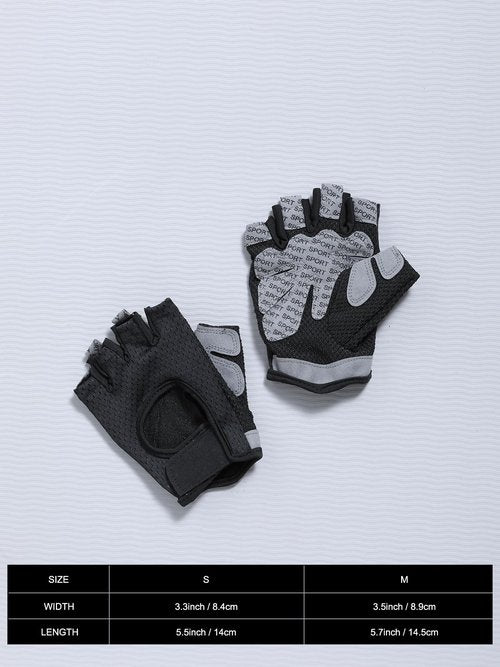 Weightlifting Gloves Half Finger & Back of Hand Cutout, Denser Sponge, Non-Slip Palm, and Sweat-Wiping Towel Panel, Black Size M