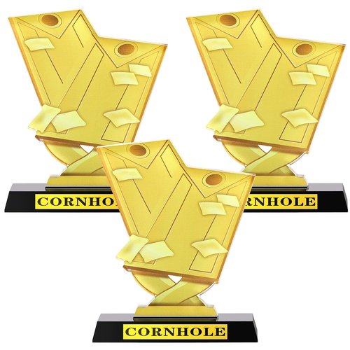 Sieral 3 Pieces 5.5 Inch Cornhole Trophy Cornhole Tournament Award Cornhole Winner Award Prize Gift for Tournaments, School Match Sports Competition Teams
