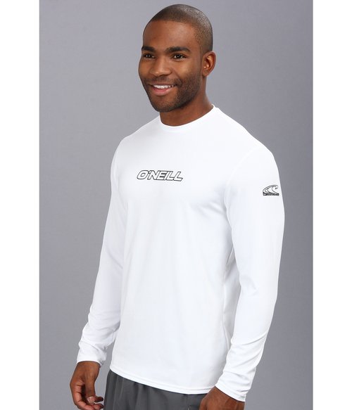 O' NEILL Men's Standard O'Neill Basic Skins UPF 50+ Long Sleeve Sun Shirt, White, Large