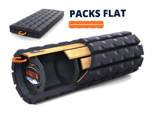Brazyn Morph Foam Roller (Bravo-Midnight) Collapsible Travel Foam Roller for Back Pain Relief, Workout Muscle Recovery, Back Massager, Deep Tissue Leg Massage, Back Cracker, Stretcher; Small, Portable
