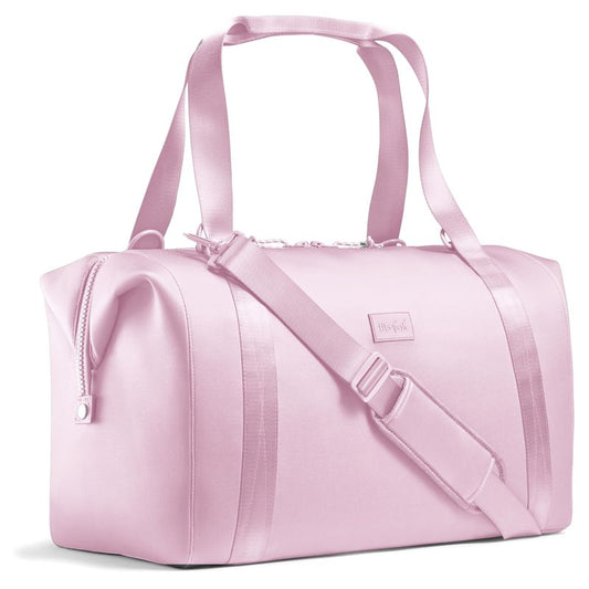 Fit & Fresh Neoprene Weekender Bag for Women – Carry-On Friendly Travel Duffel with Expandable Sides, Trolley Sleeve & Pockets – Lightweight, Water-Resistant Overnight Bag for Weekend Trips, Pink