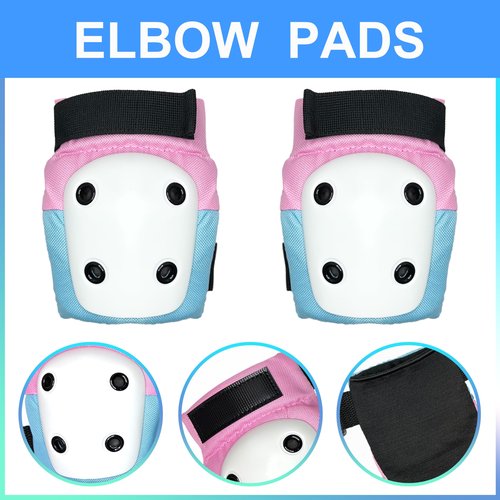 ENHEREWE Kids Protective Gear Set Include Wrist Guard,Knee Pads and Elbow Pads for 12-18 Youth,Protective Gear Set for Skateboarding Cycling Bike Rollerblading Scooter,Pink and Size S