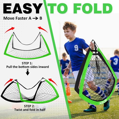 BOHEN 6x4FT Portable Soccer Goal for Kids Backyard with Carry Bag - Easy Folding Lightweight Fun for Outdoor Indoor Training Games for Teen Youth Adult (Green, 6x4FT, 1 Pack)