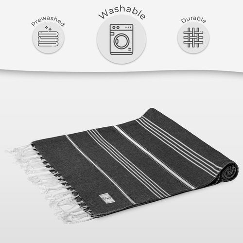 Ossano Oversized Turkish Beach Towel - Sand Free & Quick Dry (39” x 71”), Decorative, Versatile, and Functional. Great as a Pool Towel, Yoga Mat, Picnic Blanket - Anthracite Gray