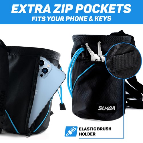 Chalk Bag for Rock Climbing - Gifts, Gear & Accessories - Weight Lifting, Gym, Bouldering, Disc Golf, Wall Climbing