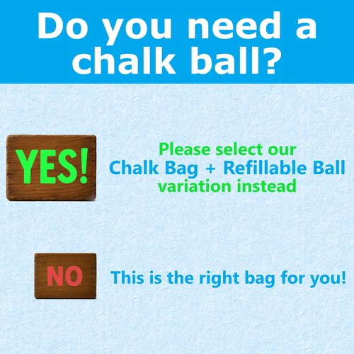 Chalk Bag for Rock Climbing, Bouldering, Top Rope | Includes Carabiner, Adjustable Belt, 2 Zippered Pockets, Wide Opening | Climb On