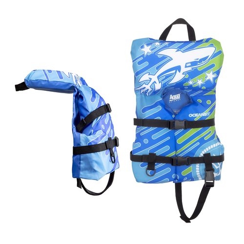 Oceans7 US Coast Guard Approved Infant Life Jacket 8-30 lbs – Type II PFD Flex-Form Chest Personal Flotation Device, Blue/White