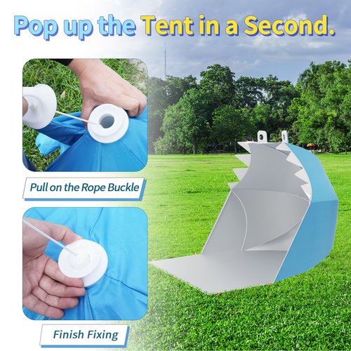 LZEXIN Baby Beach Tent, Pop Up Portable Sun Shade Tent, Lightweight Waterproof UV Protection Beach Sun Shelter with Storage Bag for Baby Beaches, Yard, Picnic, Garden(Shark-Blue)