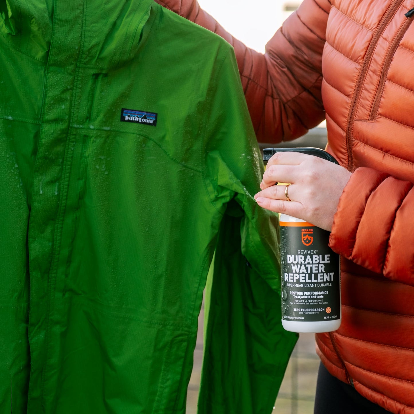 GEAR AID Revivex Durable Water Repellent (DWR) Spray for Waterproof Jackets, Rain Gear, Gore-TEX, Tents & Camping Gear – Restore Waterproofing & Breathability, 16.9 fl oz