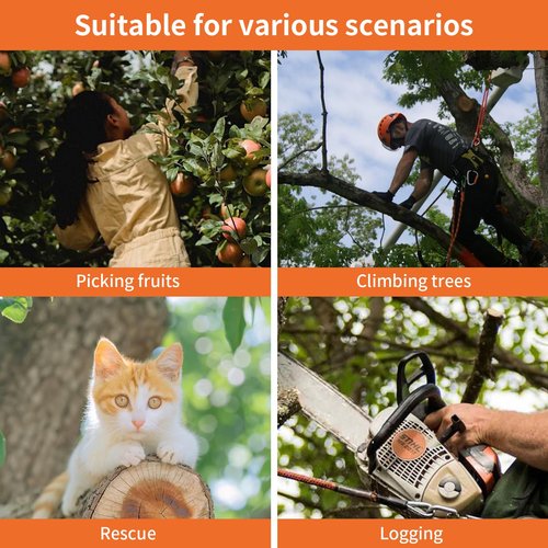 Tree Climbing Spikes Set,Tree Climbing Gear with Adjustable Climbing Belt, Arborist Tree Climbing Kit with Steel Wire Core Flip Line, Height Adjustable Tree Climbing Equipment for Tree Work, Orange