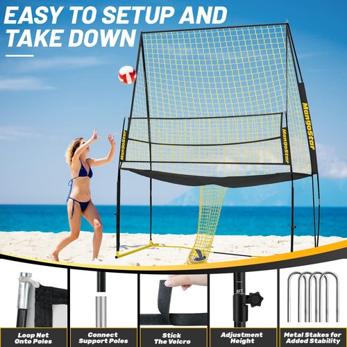 Mangostar Volleyball Training Equipment, Volleyball Net System with Freely Height-Adjustable for Backyard, Volleyball Practice Net for Serving Setting Spiking, Easy Set Up for Indoor and Outdoor Use
