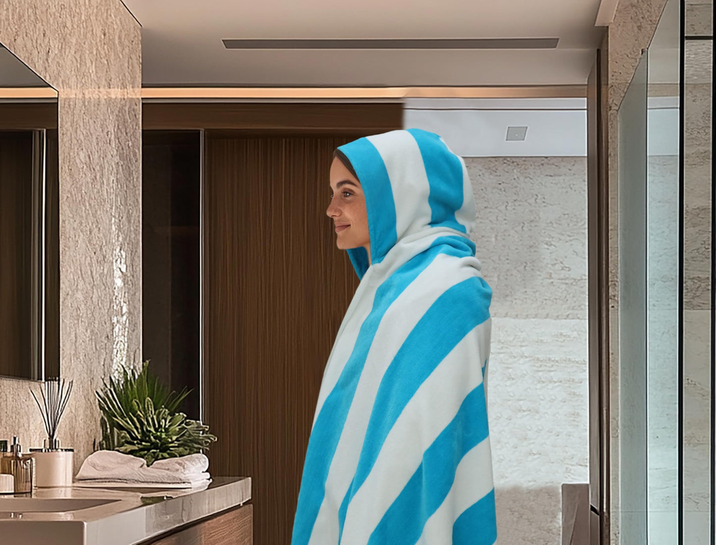 COTTON CRAFT Hooded Beach Towel for Adults - 100% Cotton XXL 35x84 Towel