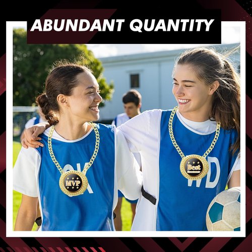 Loetere 6 Pcs Blank Award Medals with Neck Chains Create Your Own Kit Cheer Medals Winner DIY MVP Participation Trophy Metal Prize Gifts for Soccer Football Party Game