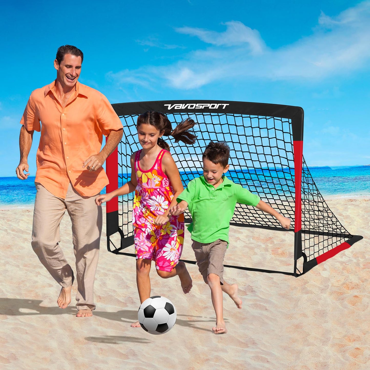 VAVOSPORT Kids Soccer Goals for Backyard, 2-Pack 4x3ft Portable Soccer Nets, Pop Up Mini Toddler Soccer Goal Set with Size 3 Ball, Cones & Pump for Ages 3-12, Indoor & Outdoor Practice Training Kit