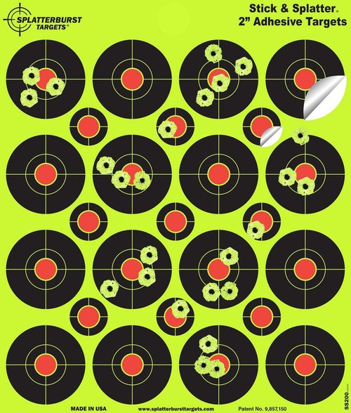 Splatterburst Targets - 2 inch Adhesive Stick & Splatter Reactive Shooting Targets - Gun - Rifle - Pistol - Airsoft - BB Gun - Pellet Gun - Air Rifle (25 Pack)