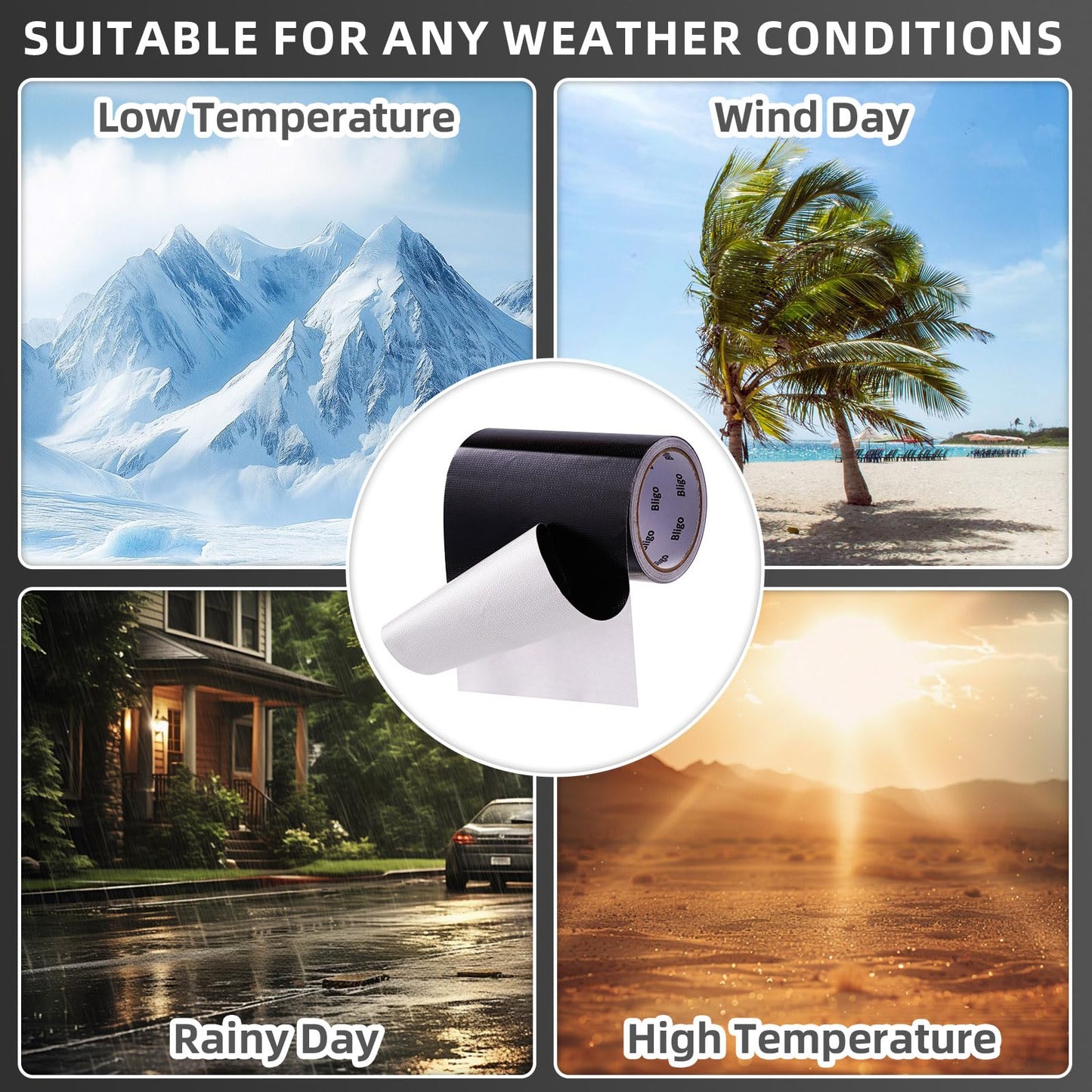 Bligo Heavy Duty Waterproof Repair Tape Multipurpose Black 4 Inch x 25 FT