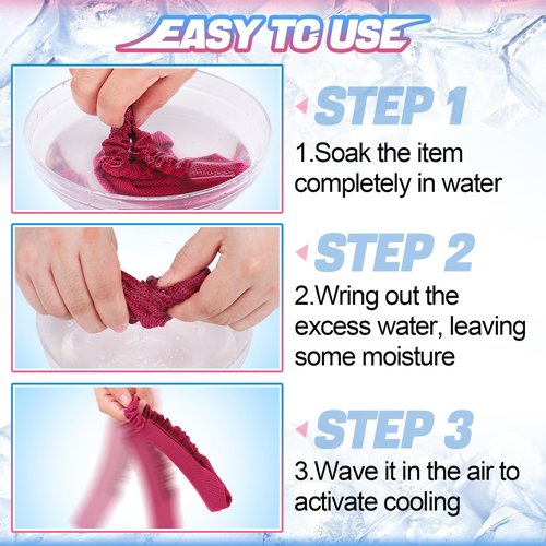 Cooling Headbands for Men Women - 4Pcs Highly Elastic Quick Chilly Workout Sweat Band, Comfortable Moisture Wicking Hairband for Summer Outdoor Running Cycling Work (Black Gray Sky Blue Rose Red)