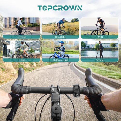 Topcrown Bike Bell, Aluminum Alloy Bicycle Bells for Adults Kids Max 110 dB, Bike Horn Fit 22.2-31.8 mm Handlebar for Mountain Road Bike Scooter Ebike (Black)