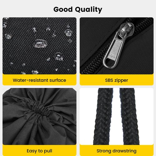 Vorspack Drawstring Backpack Water Resistant String Bag Sports Sackpack Gym Sack with Side Pocket for Men Women - Black