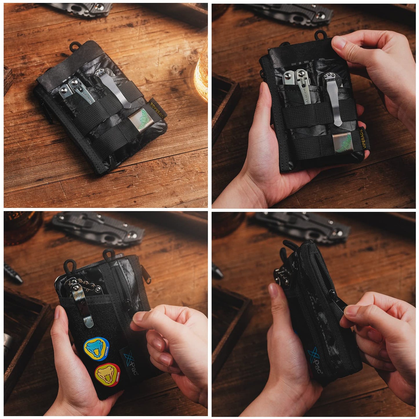 VIPERADE VE18 EDC Pouch, Pocket Organize for Men, EDC Pocket Organizer, 3 Slots with 2 Zipper Pockets, Multitool Pouch