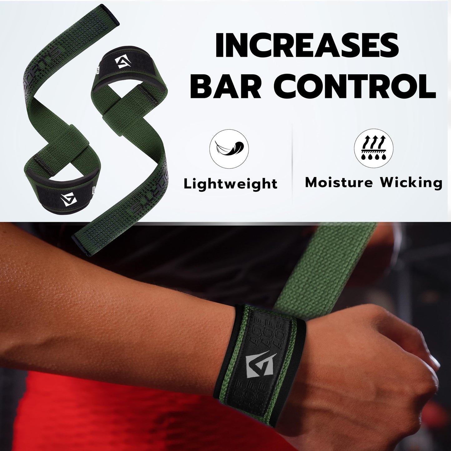 AQF Weight Lifting Straps, Padded Cotton Gym Wrist Straps for Deadlifts