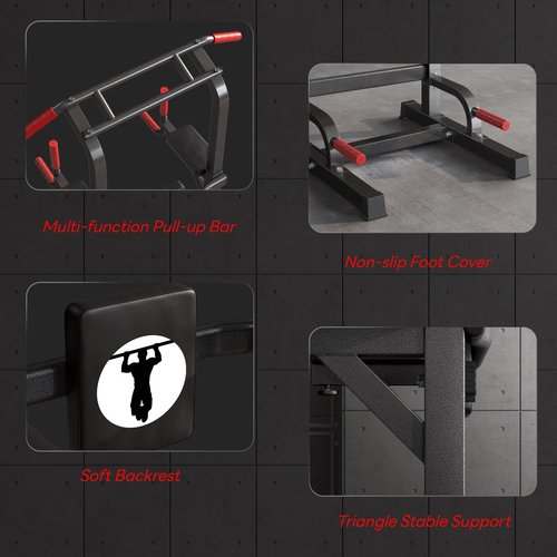 SogesPower Power Tower Pull Up Bar Station Multi-Function Pull Up Bar Stand for Home Gym, Adjustable Height Pull Up Dip Station Dip Bar Strength Training Fitness Equipment,Up to 500LBS, Black