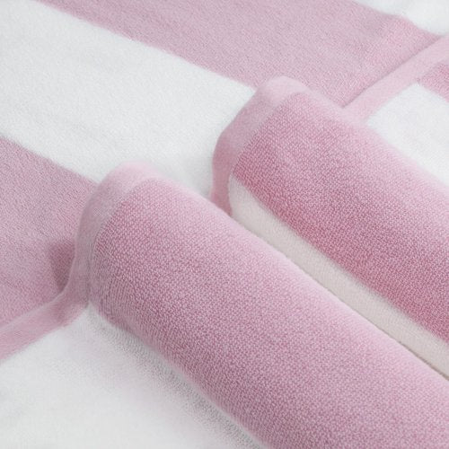 CLOWOOD Plush Oversized Beach Towel - Cotton 40 x 72 Inch Large Thick Pink Striped Cabana Pool Swimming Towel