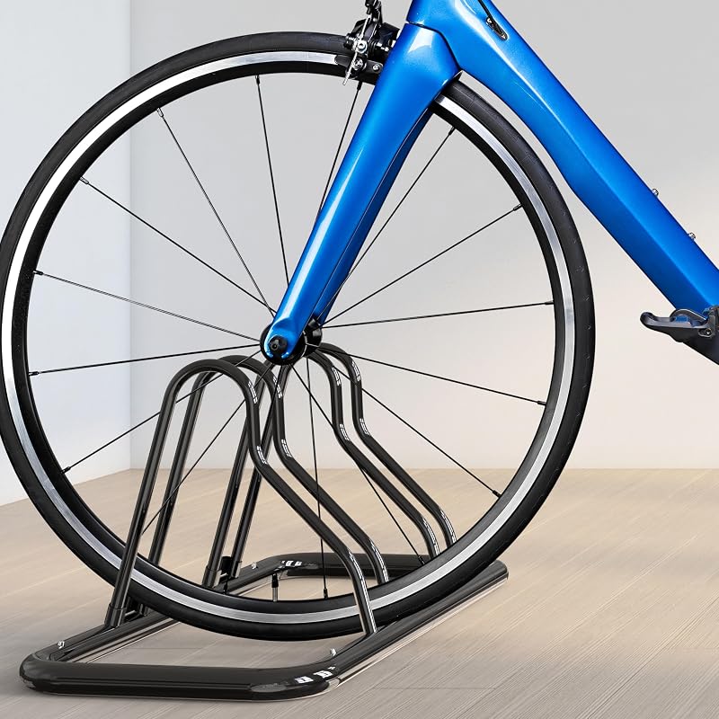 2-Bike Adjustable Floor Storage Rack - Black by Simple Houseware (Variation: Black+2-Compartment)
