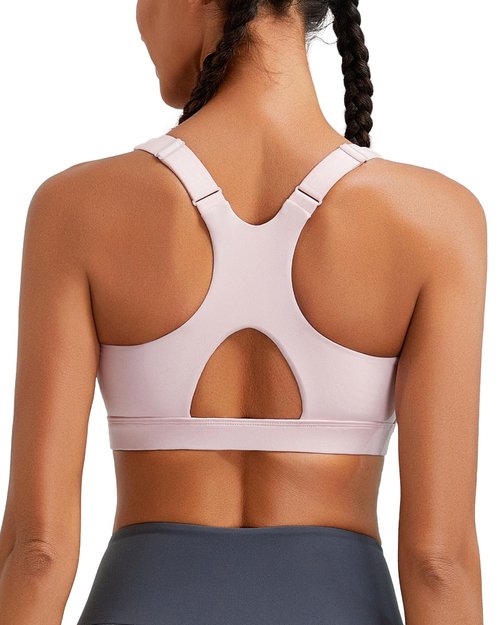 RUNNING GIRL High Impact Sports Bras for Women, Racerback Adjustable Straps Sports Bras for Women with Sewn in Pads_WX3106_Pink_L