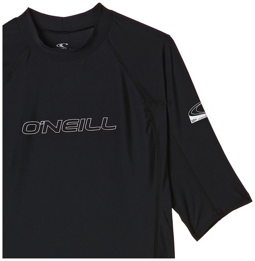 O'Neill Wetsuits Men's Basic Skins UPF 50+ Short Sleeve Rash Guard, Black, Large