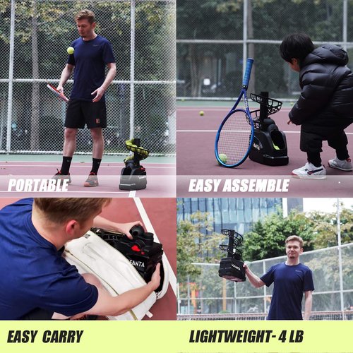 SCIFANTA Portable Tennis Ball Tosser(3.7lb) for Self-Play|Ball Launcher Beginners/Kids/Coaches/Home-Court|Accurate&Efficient Feed Buddy for All-Levels/Ages|AC&Battery Powered
