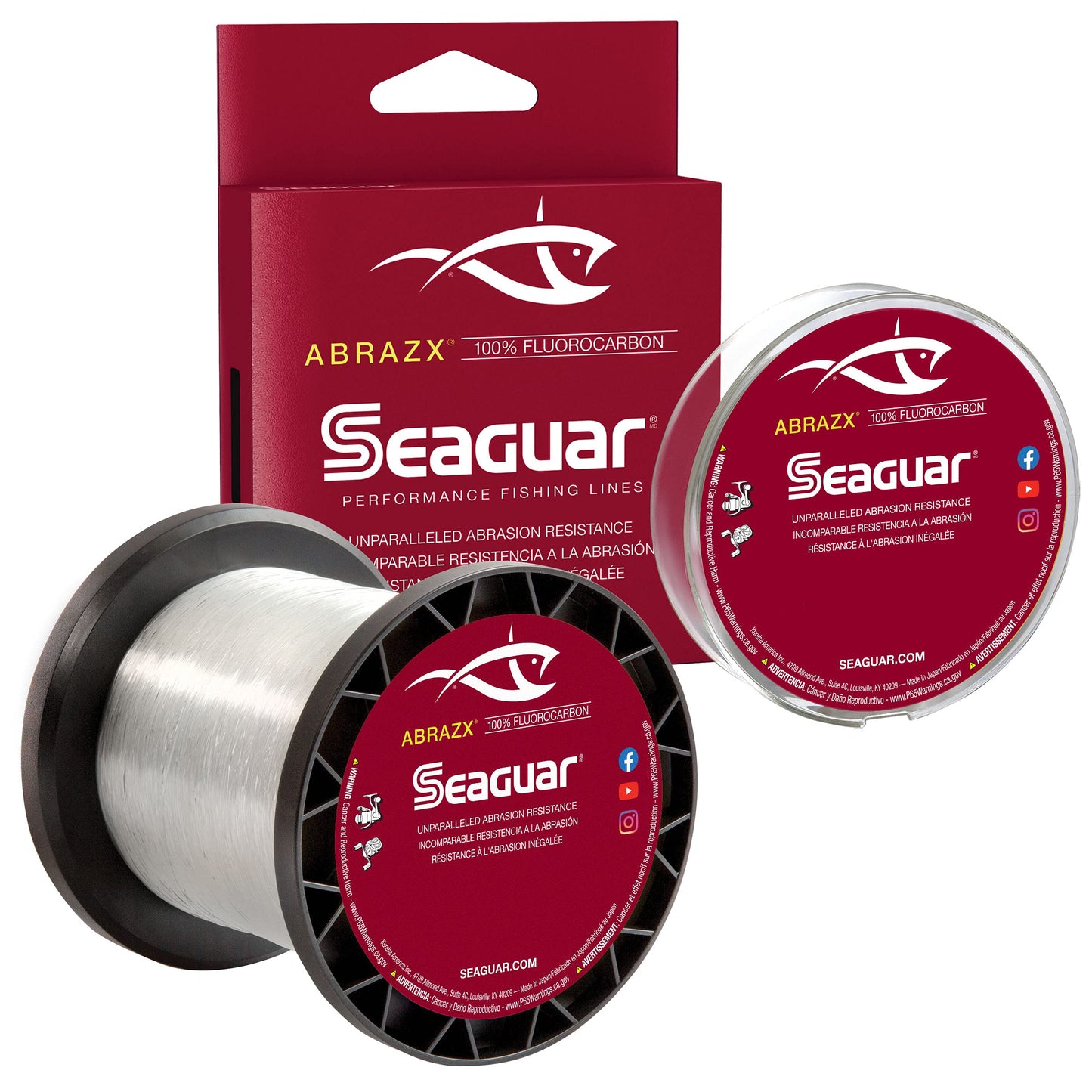 Seaguar AbrazX 100% Fluorocarbon Fishing Line 20lbs, 200yds Break Strength/Length - 20AX200