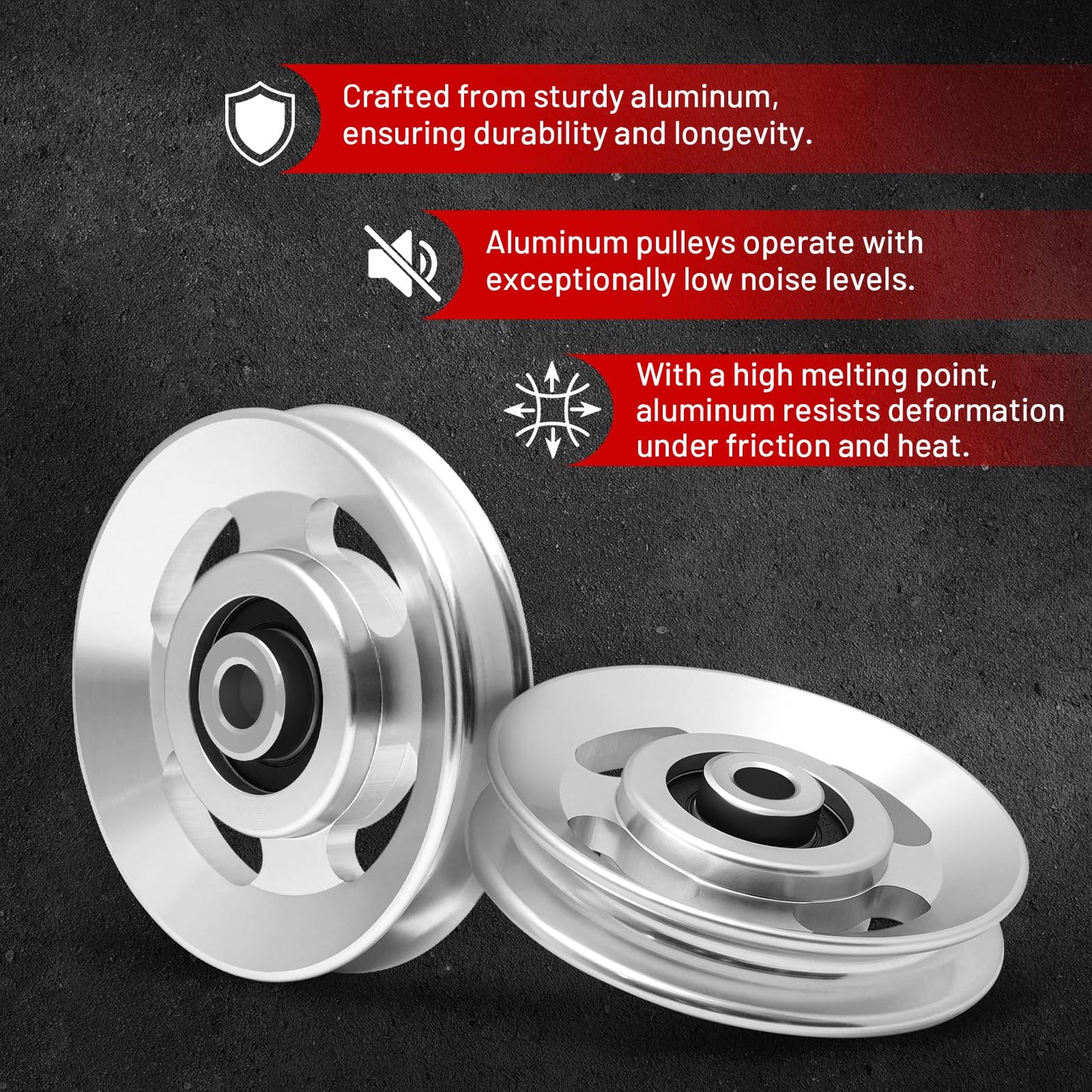 RitFit Aluminum Pulley Wheel for Gym Equipment, 2PCS/ 6PCS Set Power Rack Pulley Attachment, 90mm Aluminum Alloy Bearing Gym Pulley Wheel for Home Gym (2PCS)