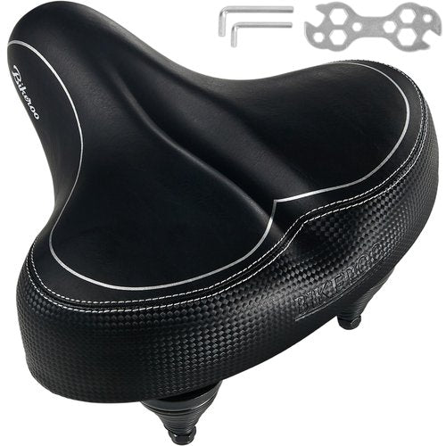 Bikeroo Oversized Bike Seat - Compatible with Peloton, Exercise or Road Bikes - Bicycle Saddle Replacement with Wide Cushion for Men & Womens Comfort
