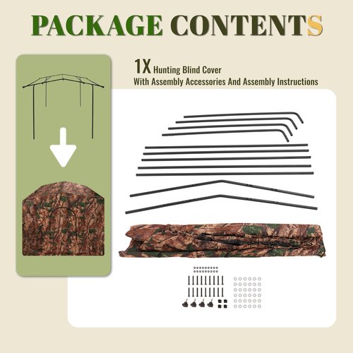 Gelacie Hunting Blind Cover Deer Hunting Blind Camouflage Enclosure Universal 2 Entrances Hunting Equipment 360 Degree Full Surround Coverage Quad Blind Cover Steel + Cloth (Stand Not Included)