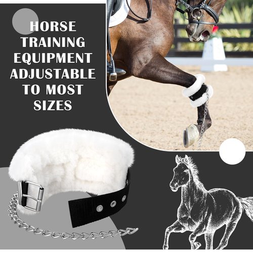 Sunnymove 4 Pcs Horse Kicking Chains Pawing Training Chains with Fleece Lined Adjustable Stainless Steel Training Gear for Stable Horse Safety Enhancer for Prevents Stable Kicking Fits Most Sizes