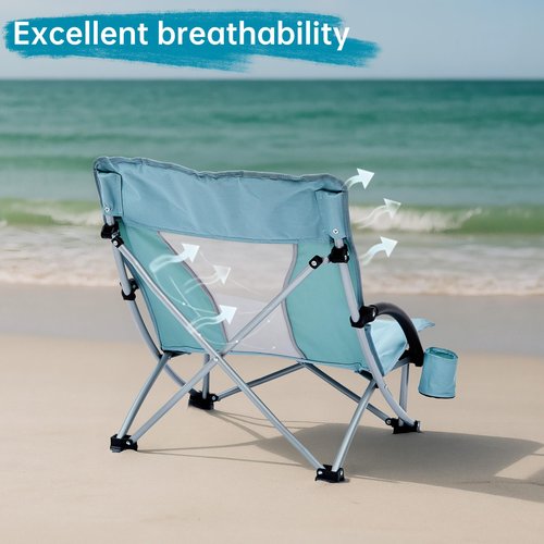 ABSCONDO Low Beach Chair for Camping, Picnic, Sporting,Lightweight Camping Chair for Adults,Folding Beach Chair with Cup Holder & Carry Bag(2pcs)
