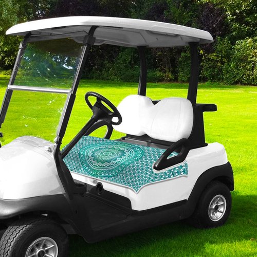 ENYORSEL Golf Cart Seat Covers, Green Bohemian Golf Cart Seat Towel Blanket for All EZGO, Yamaha, Club Cars, Icon and More 2/4-seats Cart, 100% Microfiber, Essential Golf Cart Accessories, 51'' x 31''