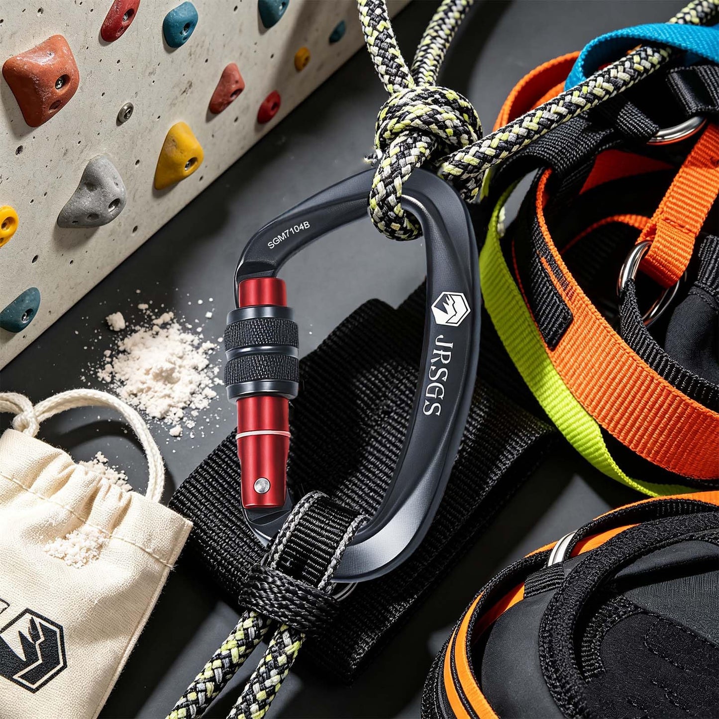 JRSGS 25KN Locking Climbing Carabiner Clips, UlAA Certified Climbing Carabiner,Heavy Duty Carabiners Equipment,Large Size Carabiner for Climbing, Rappelling,Hunting and Rescue