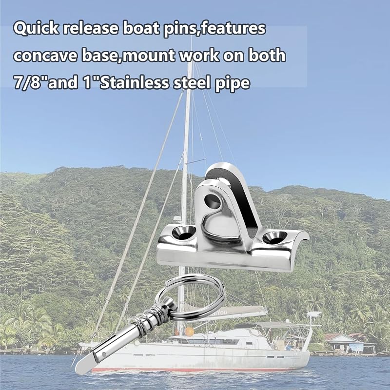 316 Stainless Deck Hinge with Quick Release Pins for Bimini Top (2 Pack)