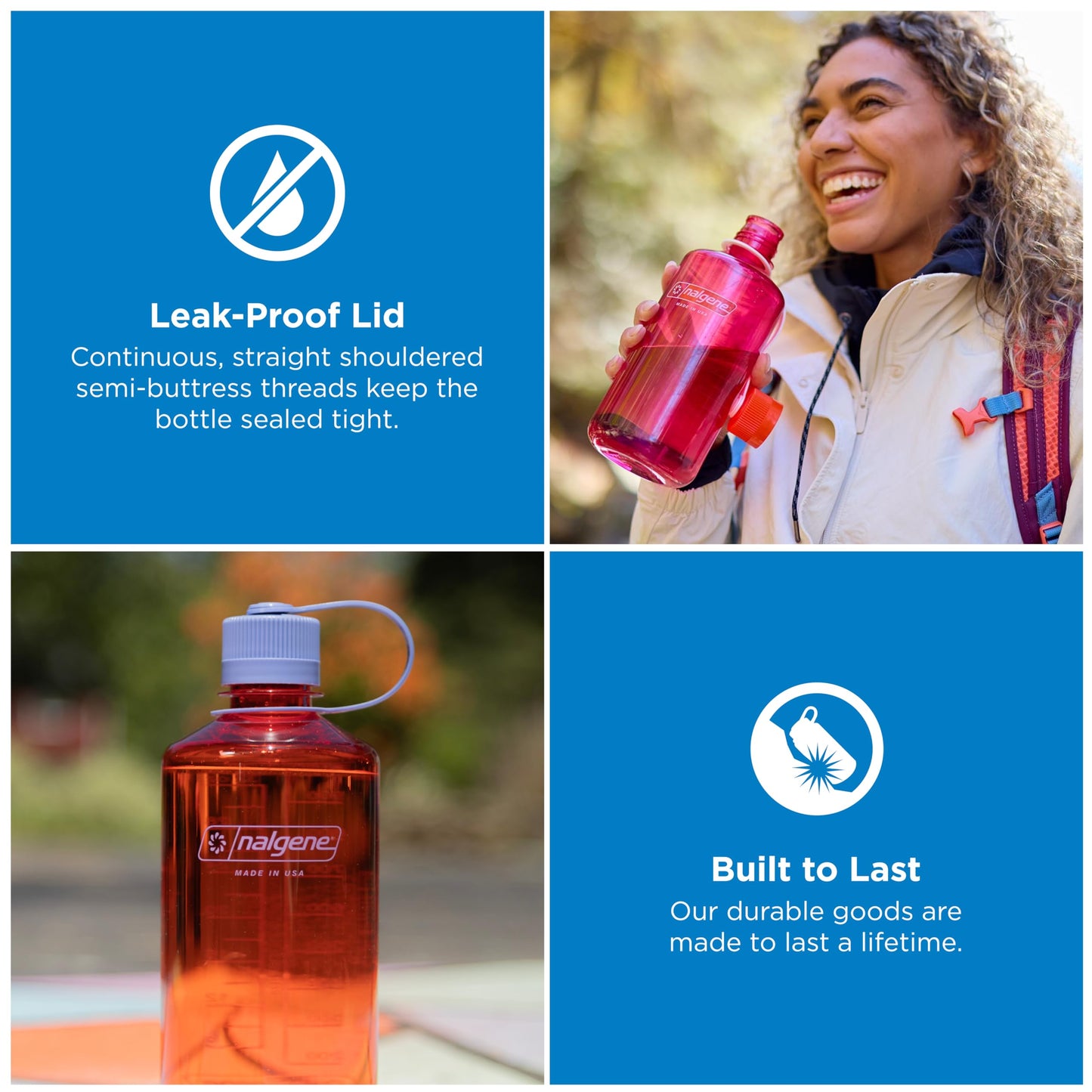 Nalgene 32 oz Narrow Mouth Water Bottle | BPA-Free, Durable & Leak Proof, Lghtweght Bottle for Hkng, Gym & Travel, Marmalade Orange