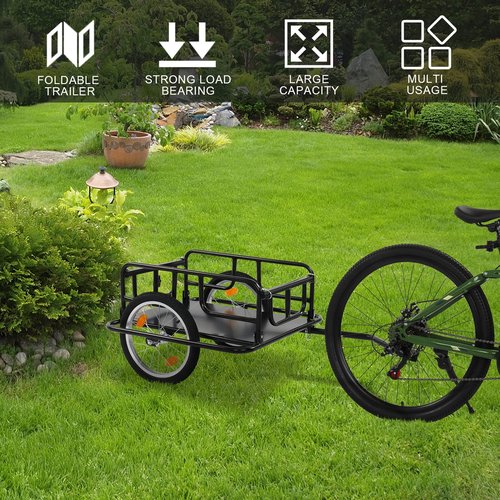 PEXMOR Foldable Bike Cargo Trailer with Universal Bike Hitch, Bicycle Wagon Trailer with 16" Wheels & Reflectors, Large Loading Bike Trailer Storage Cart