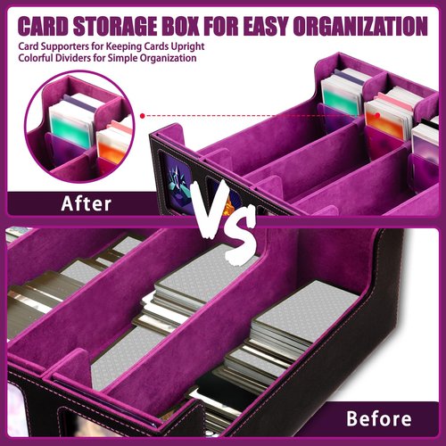 Mosa bear Card Storage Box with Commander Display 5-Row Deck Case with Removable Lid 3900+ Card Deck Box for MTG TCG Sports Card, 5 Toploaders, 5 Stoppers, 30 Dividers,1 Dice Tray
