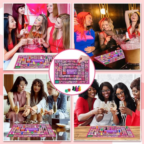 Fofeadm Bachelorette Party Drinking Games for Adults, Rubber Mat Drinking Board Game, Funny Party Interactive Drinking Games for Girls Night, Bachelorette Party, Age 21+, 2-8 Players